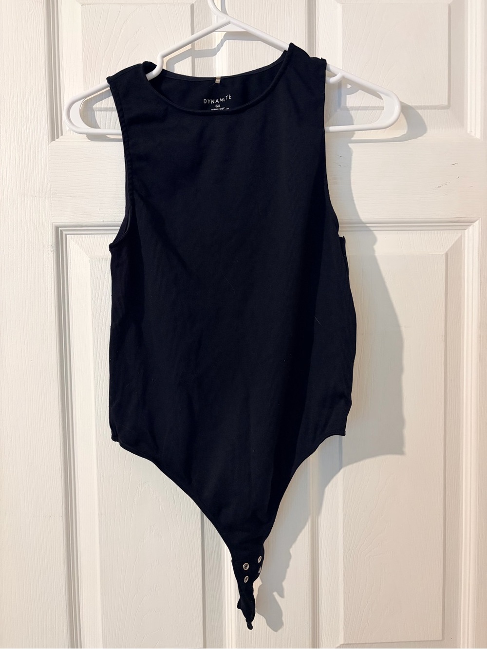 Dynamite Black Sleeveless Ribbed Bodysuit